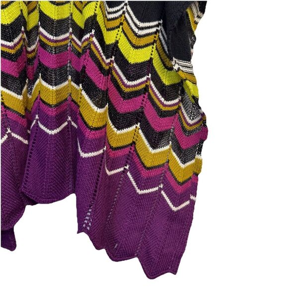 Missoni Target Open Front Chevron Zigzag Poncho Shawl Cape Purple Black Boho OS - Picture 3 of 5